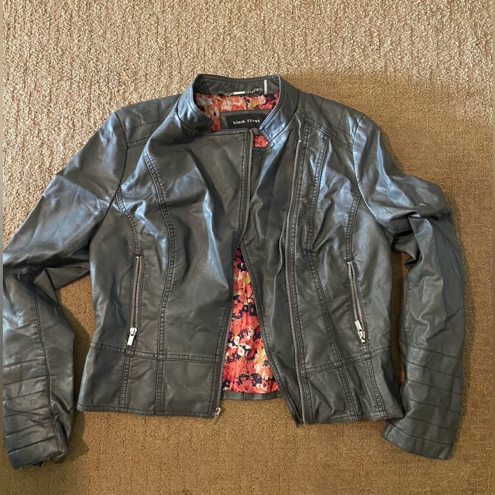 Faux leather moto jacket